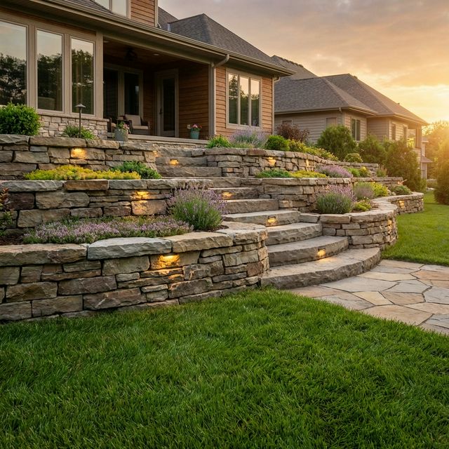 Natural Stone Retaining Wall
